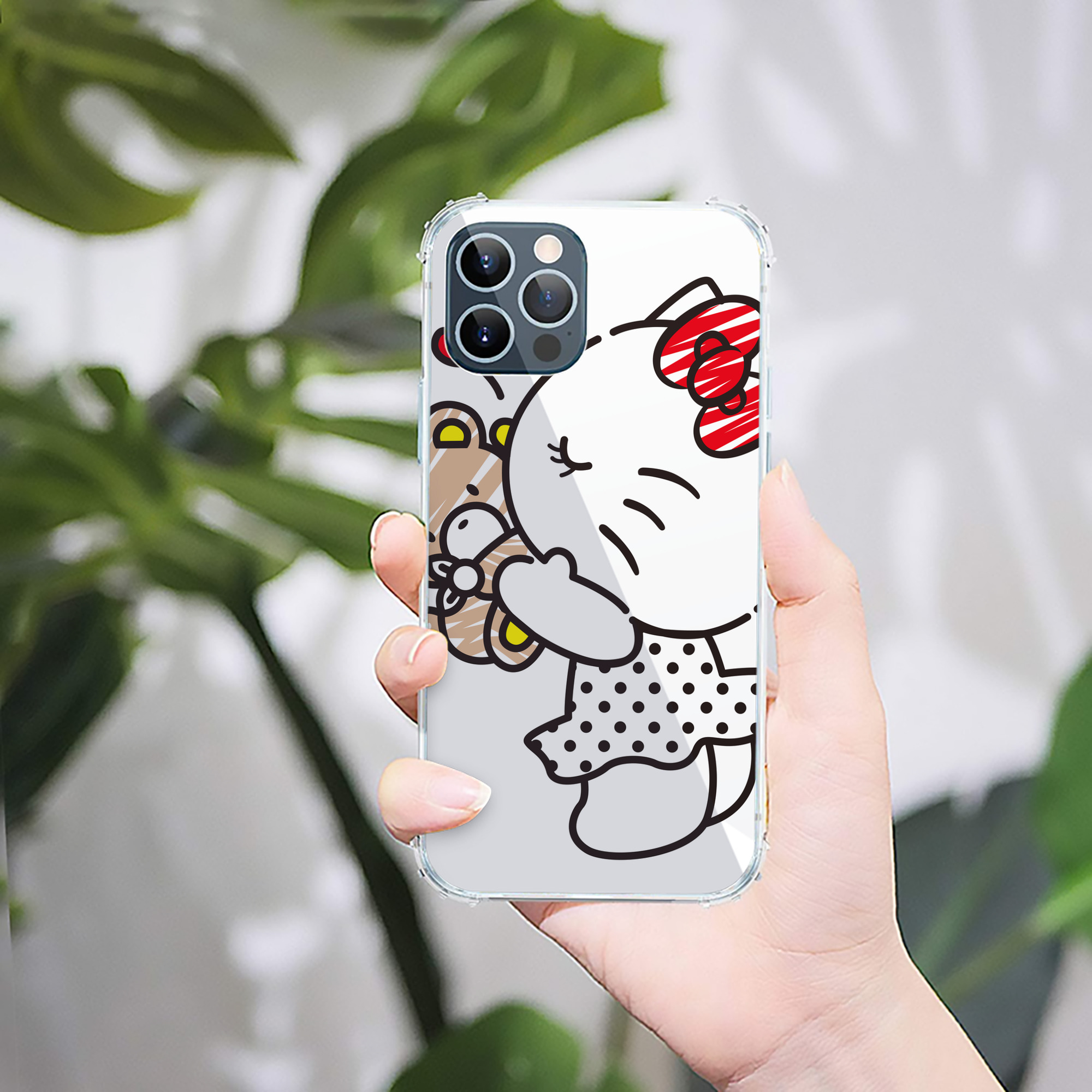 （画像用） Hello Kitty ハローキティ 【iPhone 12シリーズ対応】透明スマホケース（クリアソフトケース）